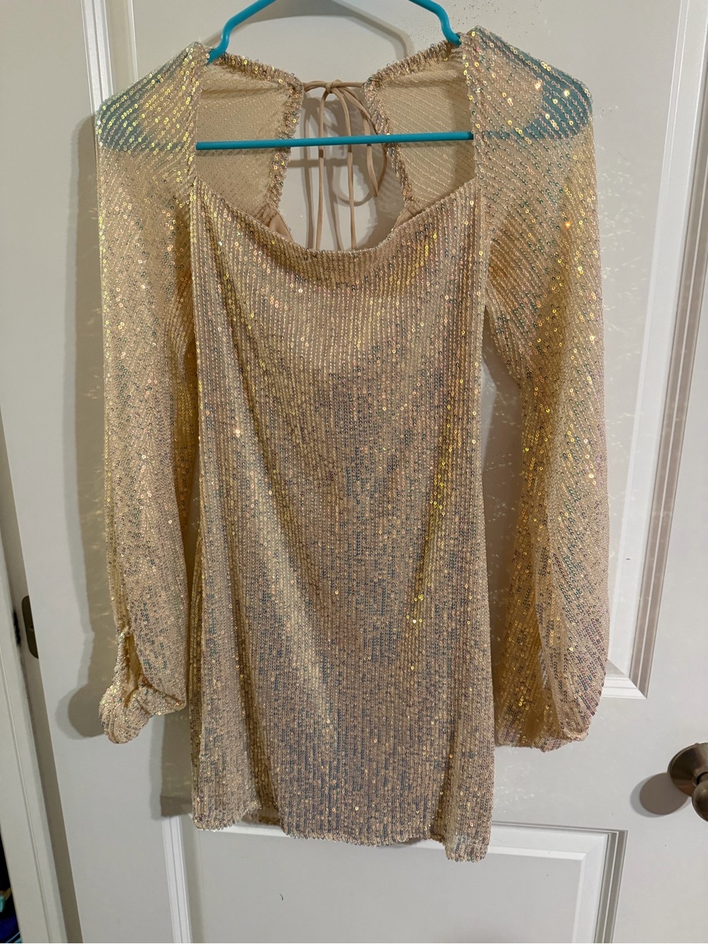 Lucy in the Sky Gold Sequin Sparkle party mini dress size medium